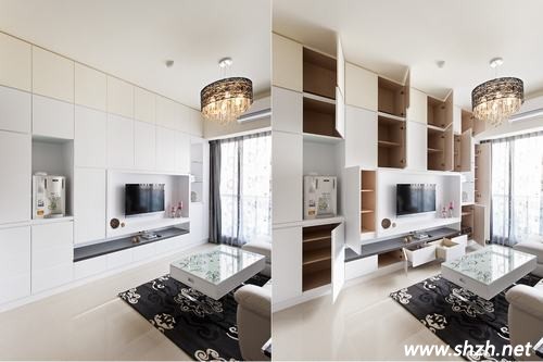 在、小戶型客廳收納電視柜